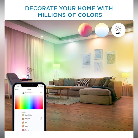 WiZ Connected 2-Pack Color 60W A19 Smart WiFi Light Bulb - Picture 6 of 9